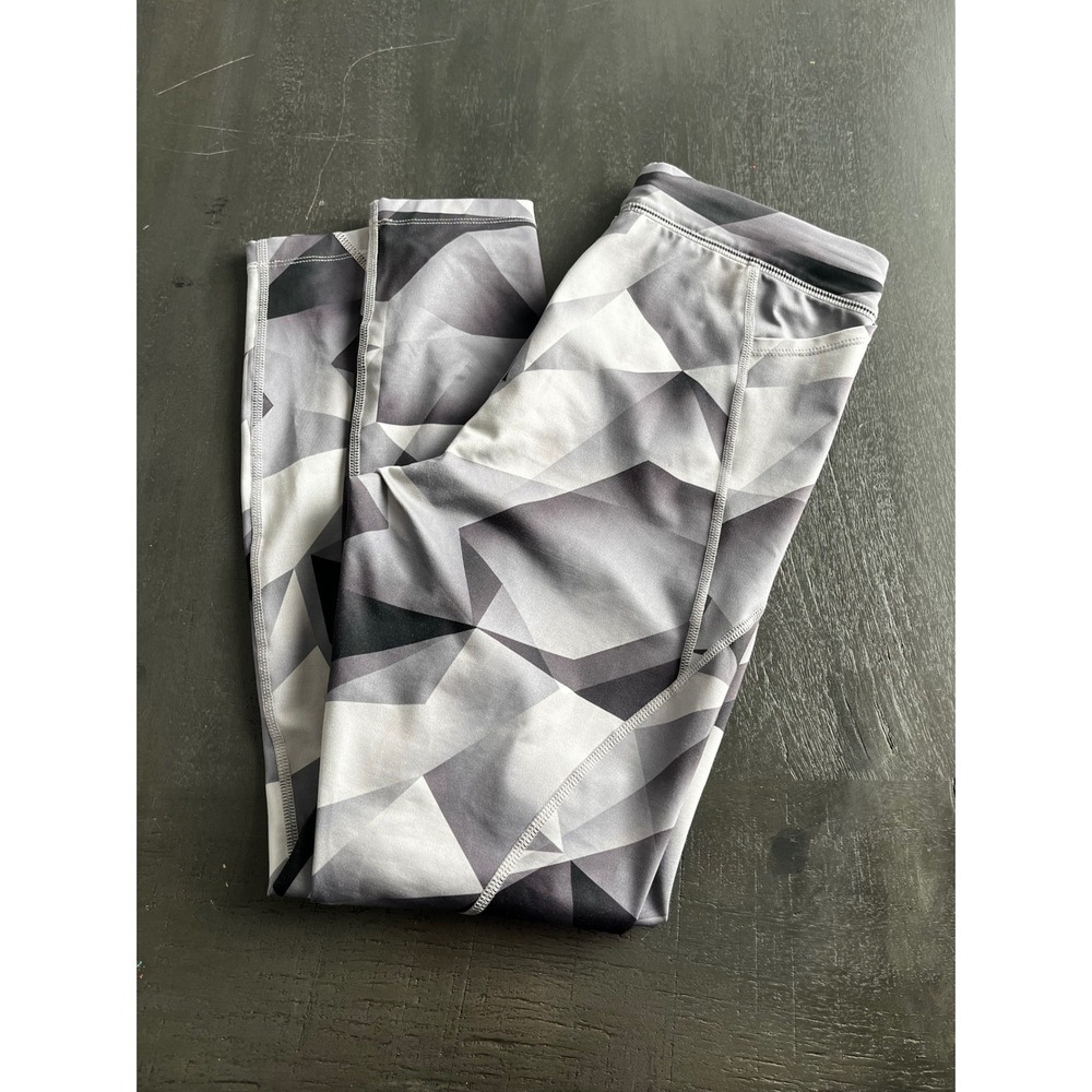 Nike Running Dri-FIT Leggings Womens Small‎ Grey Black Geometric Prism Tights
